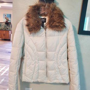 B.Moss Puffer Coat White with Faux Fur